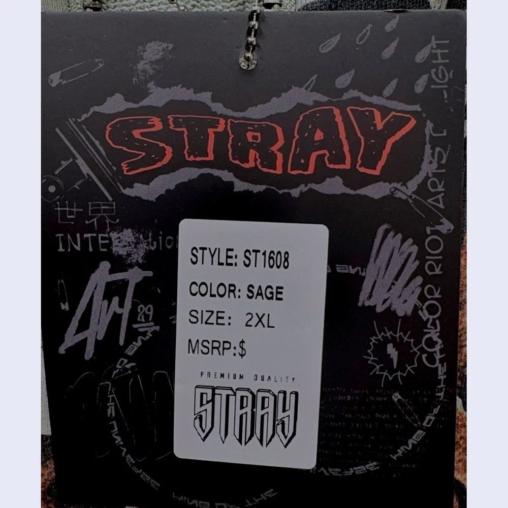 Stray Web Crawler‎ Skull Full Zip Hoodie Mens 2XL Green Spider Y2K Pearls NWT
